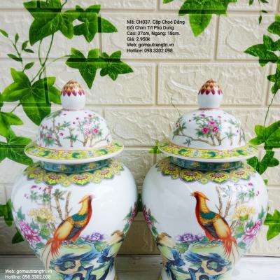 CẶP CHÓE ĐĂNG ĐỐI VẼ CHIM TRĨ PHÙ DUNG - SẢN PHẨM TRANG TRÍ NHÀ CỬA